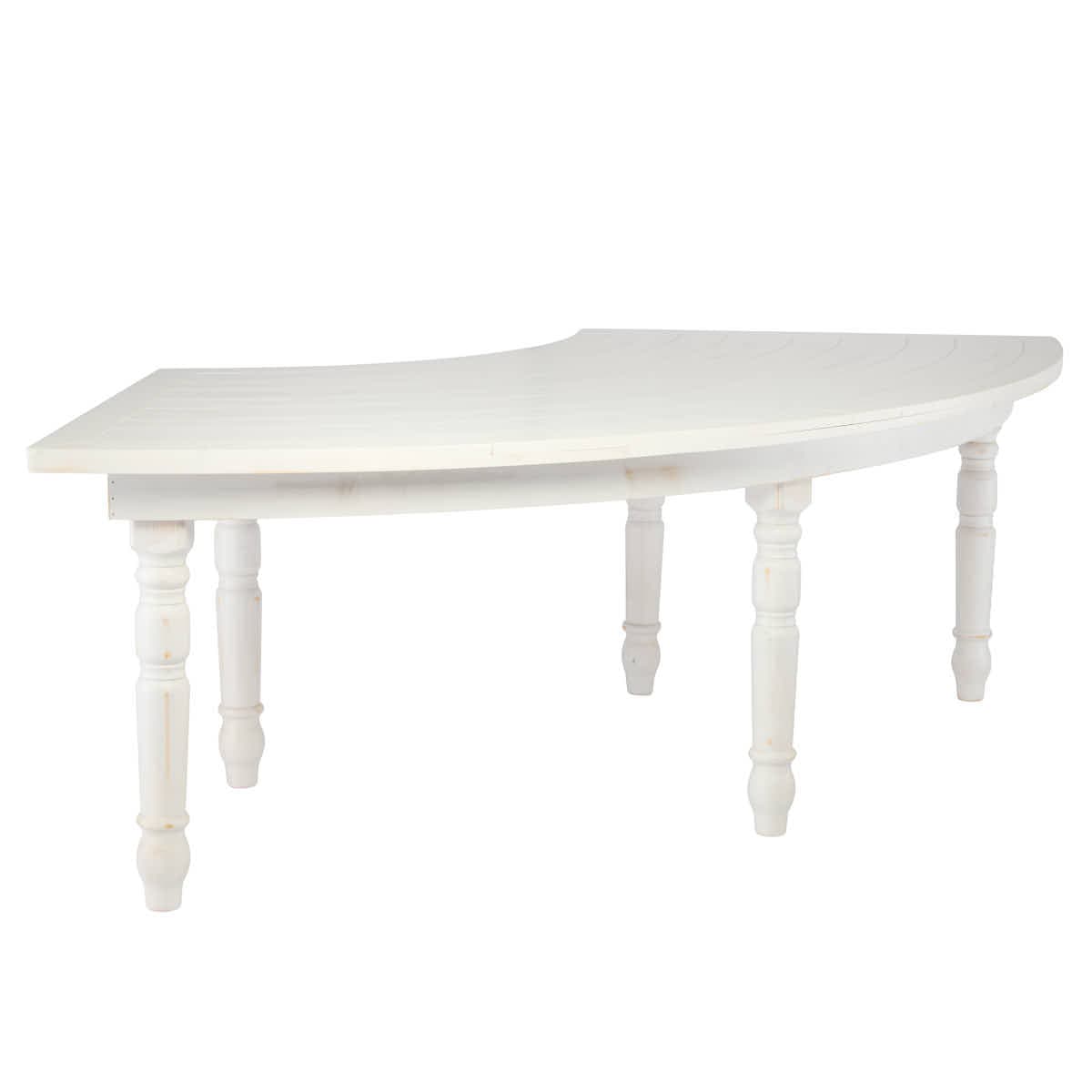 Chivari Capsule Bridge Serpentine Farm Table Kit - Seats 20 - Includes 4 White Distressed Serpentine Tables and 2 Rectangle Tables TFARM-SNKT-WD5