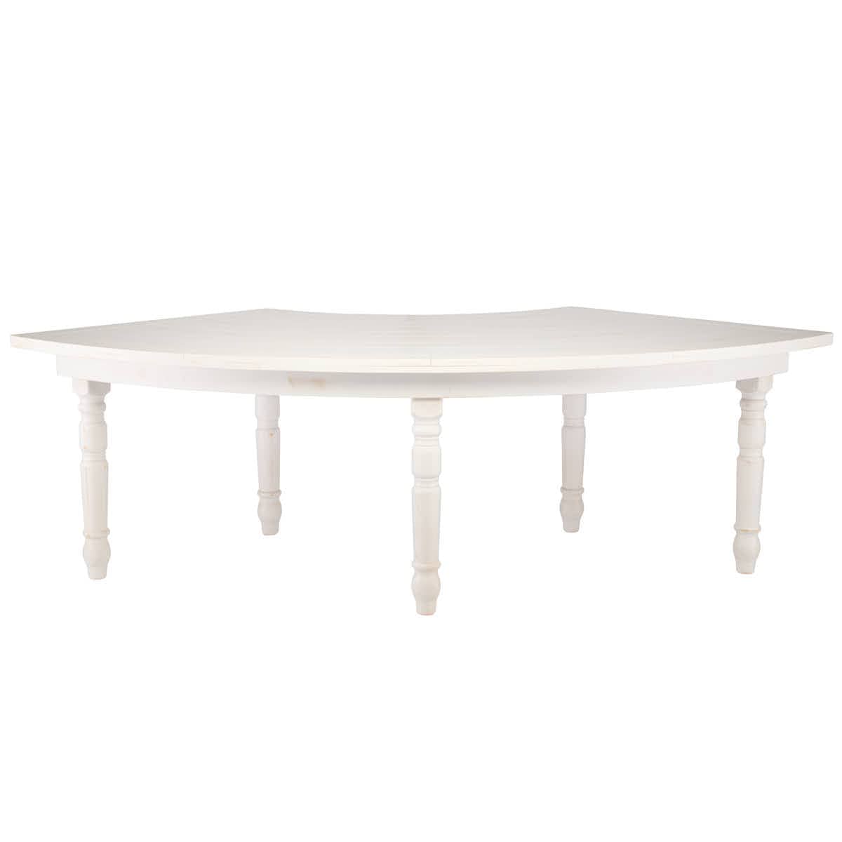 Chivari 99" x 40" (8.25 Foot) White Distressed Serpentine Fluted Leg Wood Farm Table TFARM-SERP-9940-WD-AX