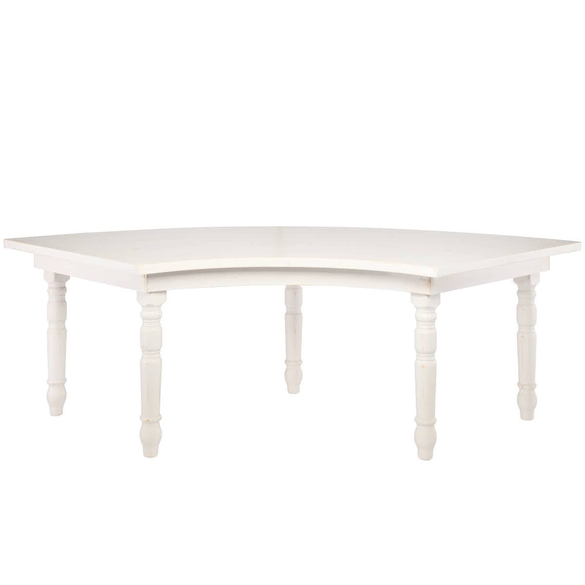 Chivari 99" x 40" (8.25 Foot) White Distressed Serpentine Fluted Leg Wood Farm Table TFARM-SERP-9940-WD-AX