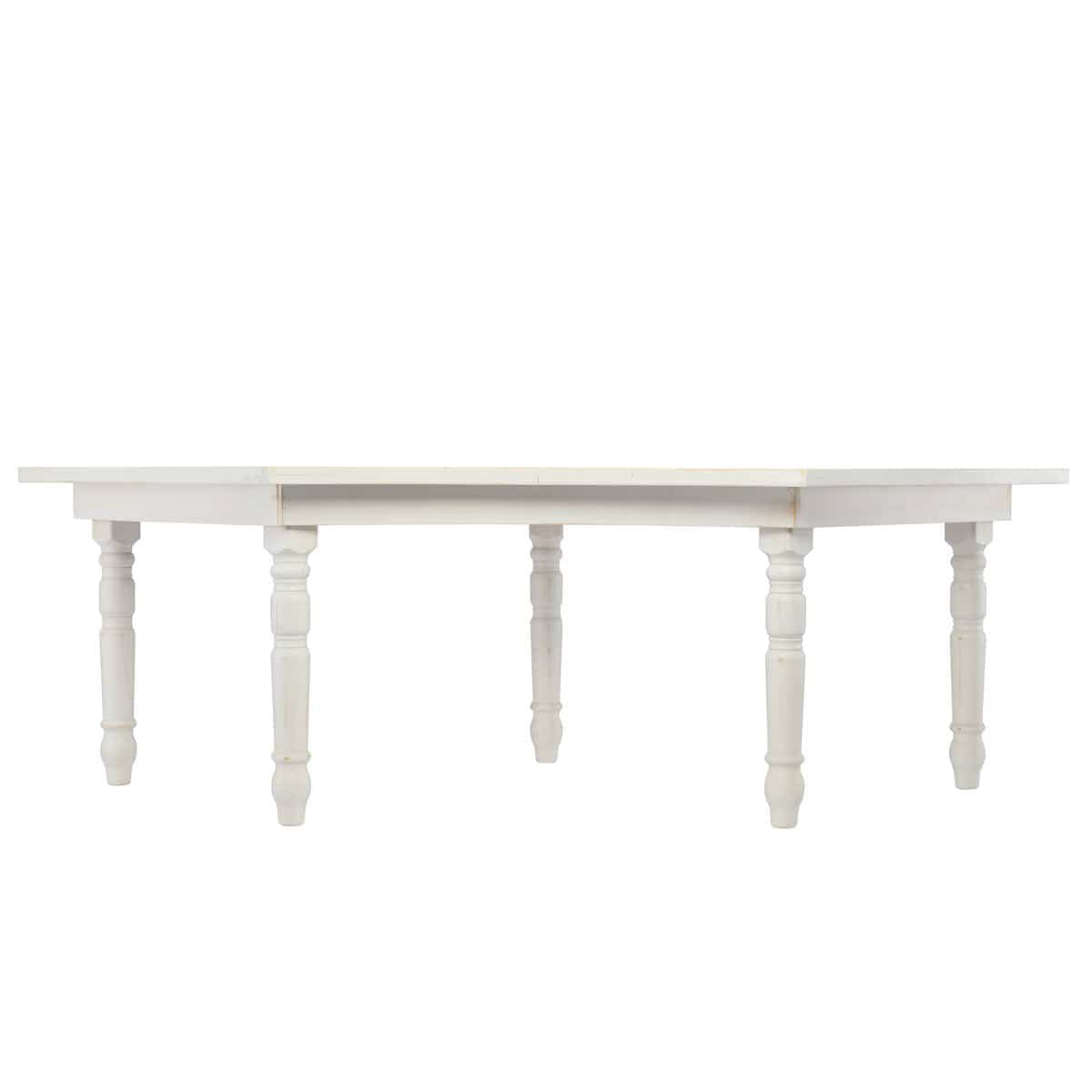 Chivari 99" x 40" (8.25 Foot) White Distressed Serpentine Fluted Leg Wood Farm Table TFARM-SERP-9940-WD-AX