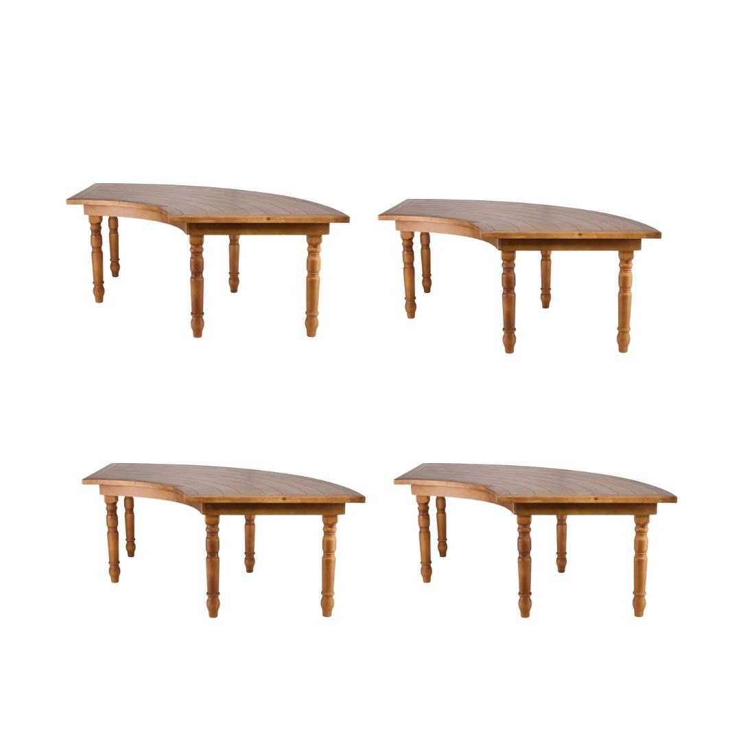 S-Curve Serpentine Farm Table Kit - Seats 22 - Includes 4 Chestnut Serpentine Tables