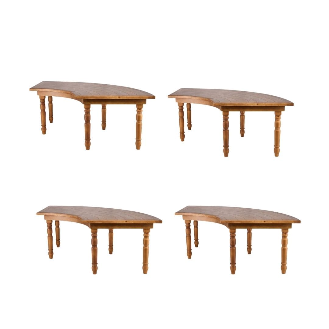 Chivari S-Curve Serpentine Farm Table Kit - Seats 22 - Includes 4 Chestnut Serpentine Tables TFARM-SNKT-CHT1