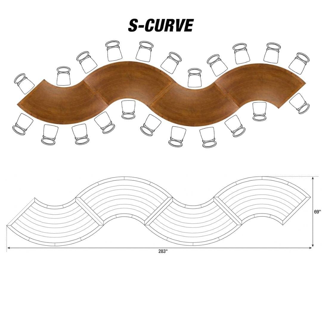 Chivari S-Curve Serpentine Farm Table Kit - Seats 22 - Includes 4 Chestnut Serpentine Tables TFARM-SNKT-CHT1