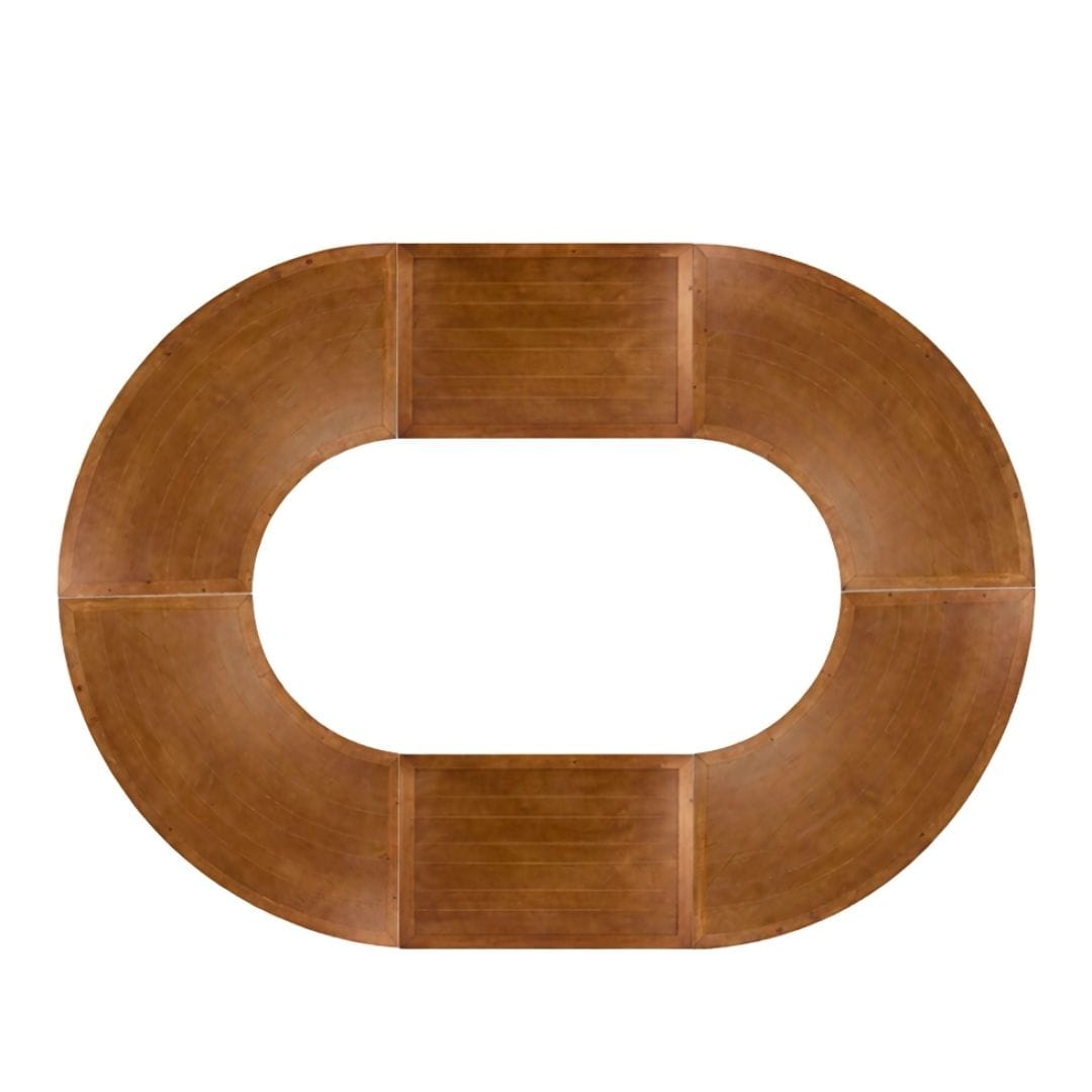 Chivari Capsule Bridge Serpentine Farm Table Kit - Seats 20 - Includes 4 Chestnut Serpentine Tables and 2 Rectangle Tables TFARM-SNKT-CHT5