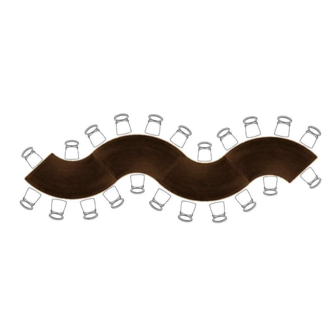 S-Curve Serpentine Farm Table Kit - Seats 22 - Includes 4 Fruitwood Serpentine Tables