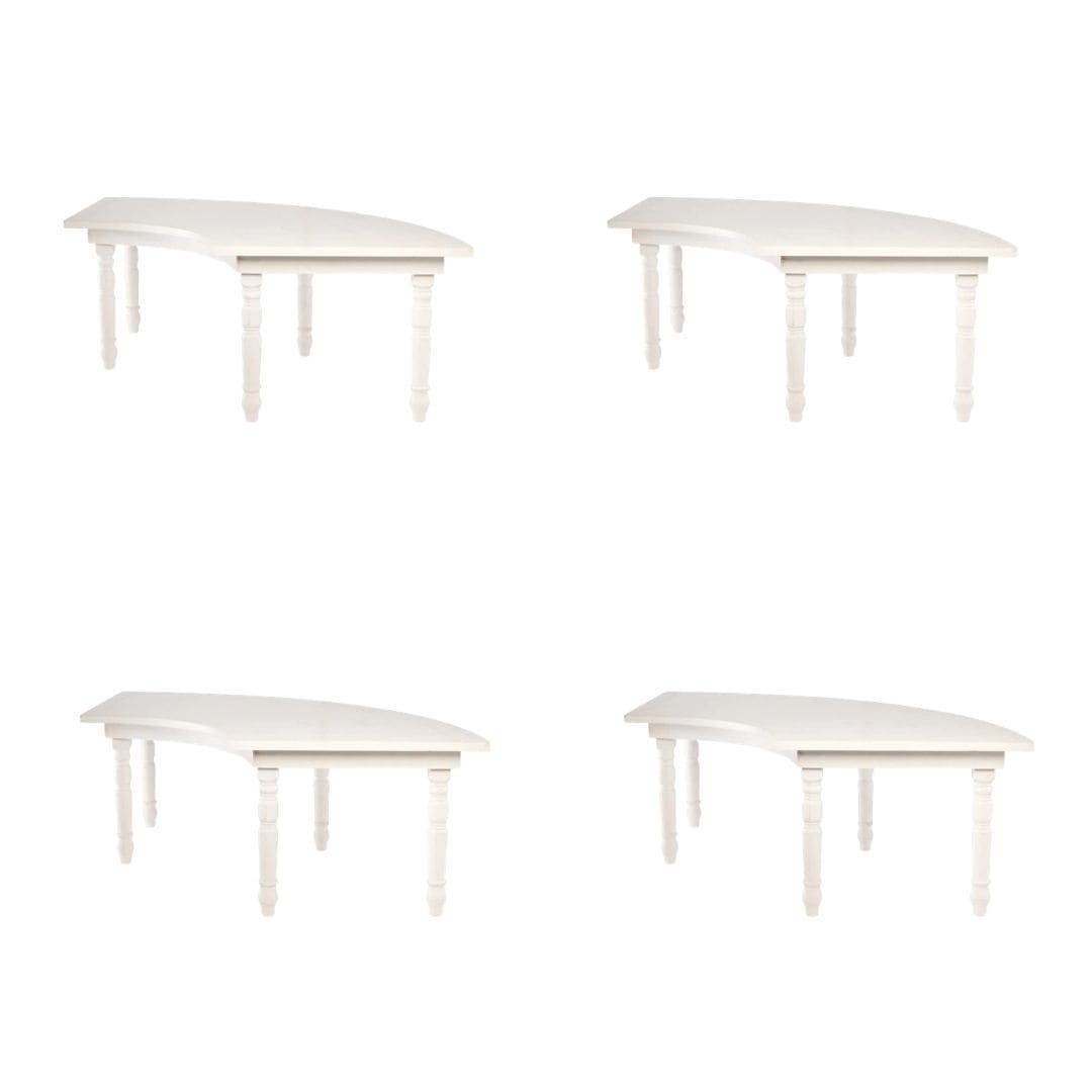 Chivari S-Curve Serpentine Farm Table Kit - Seats 22 - Includes 4 White Distressed Serpentine Tables TFARM-SNKT-WD1