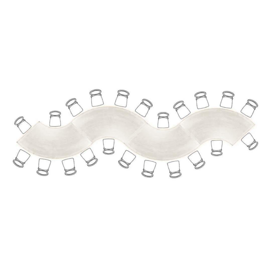 Chivari S-Curve Serpentine Farm Table Kit - Seats 22 - Includes 4 White Distressed Serpentine Tables TFARM-SNKT-WD1