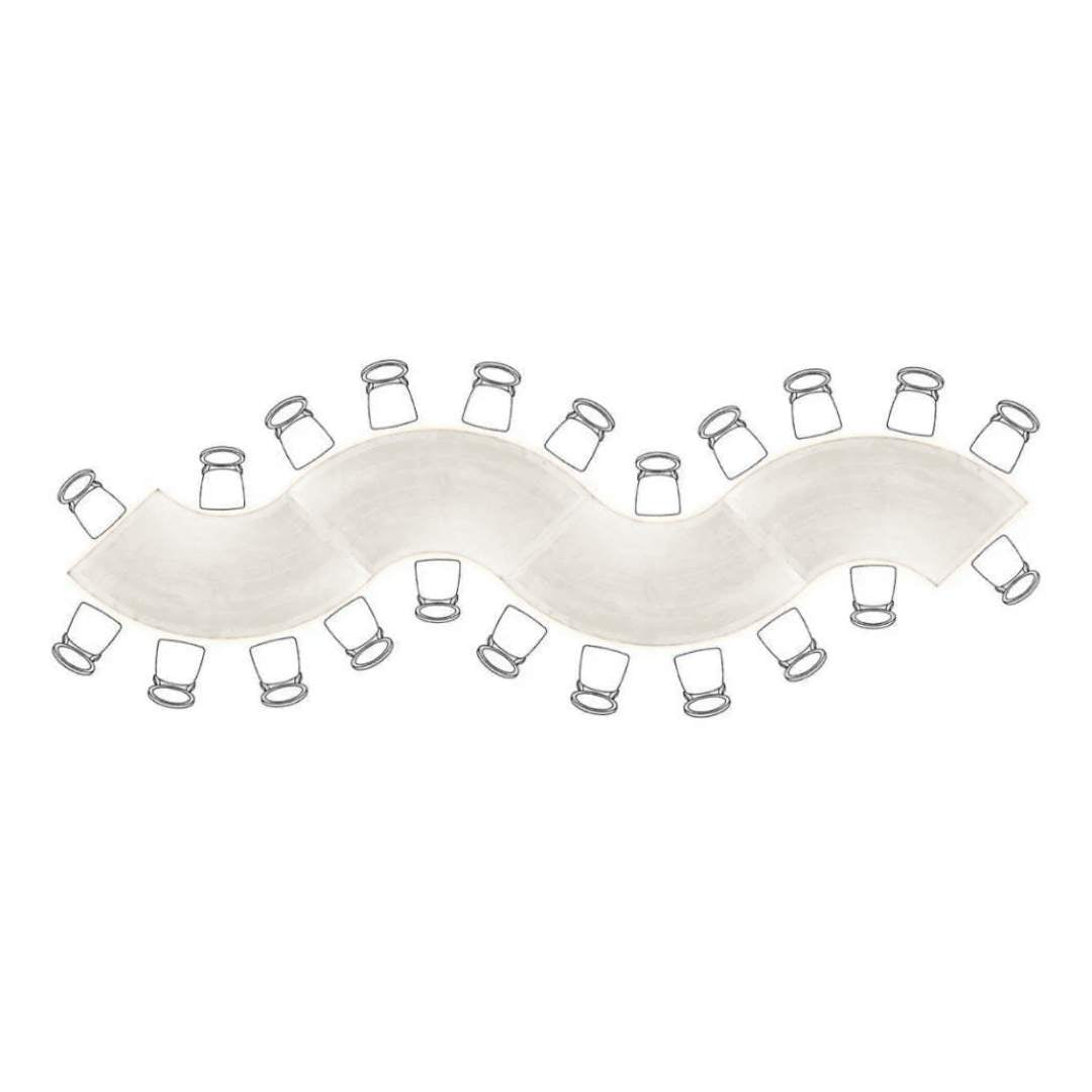 S-Curve Serpentine Farm Table Kit - Seats 22 - Includes 4 White Distressed Serpentine Tables