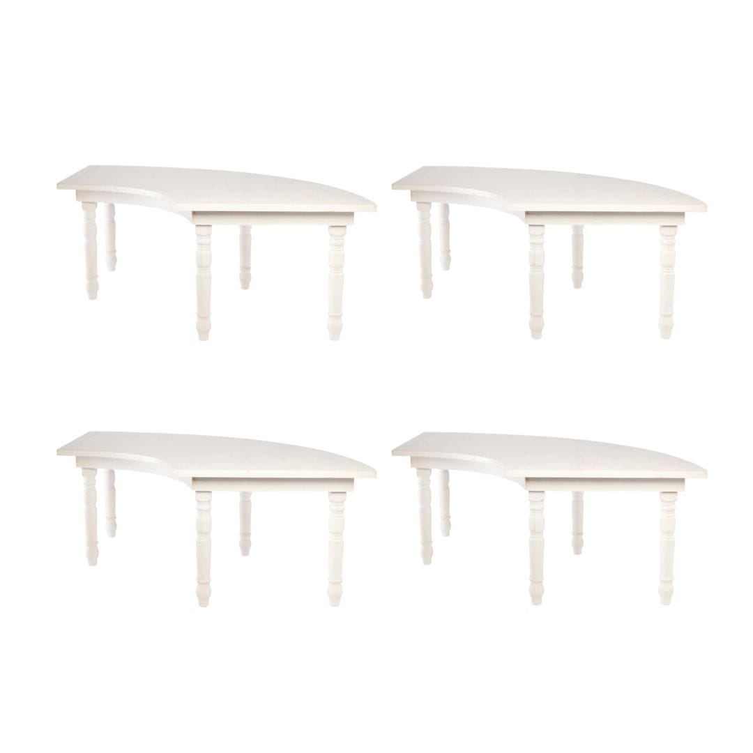 Chivari Enclosed Circle Serpentine Farm Table Kit - Seats 16 - Includes 4 White Distressed Serpentine Tables TFARM-SNKT-WD3