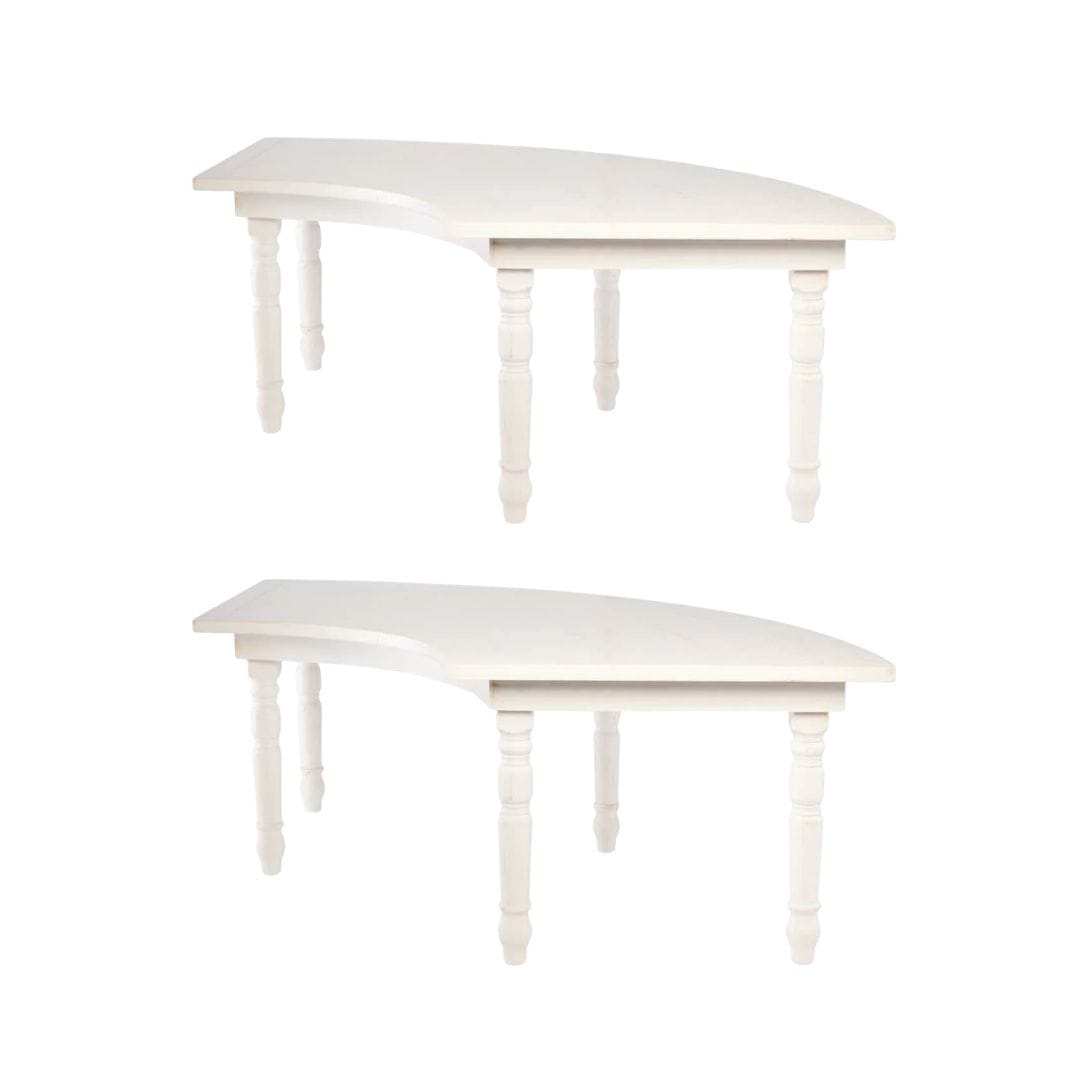 Chivari U-Shape Serpentine Farm Table Kit - Seats 12 - Includes 2 White Distressed Serpentine Tables TFARM-SNKT-WD4