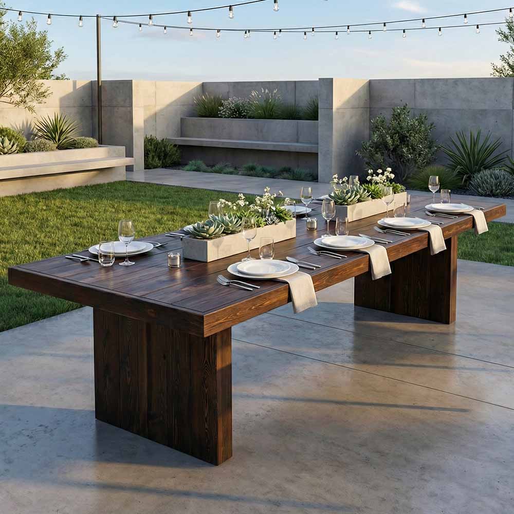 Chivari 96" x 40" Fruitwood Farm Table Conversion Kit for 96" x 30" Banquet Tables TFARMCKT9640-FTW-AX-T