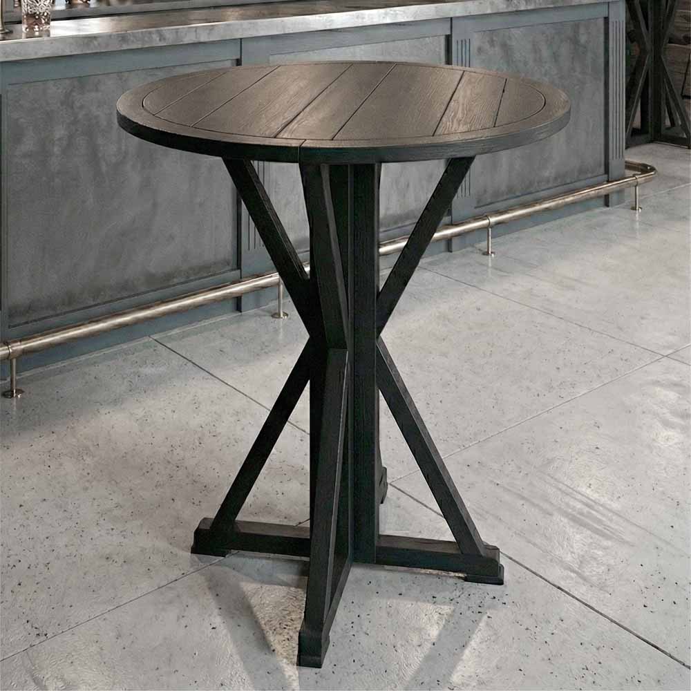 Chivari 36" (3 Foot) Black Round Farm Cocktail Table TFARMCKTL36-BL-AX-T