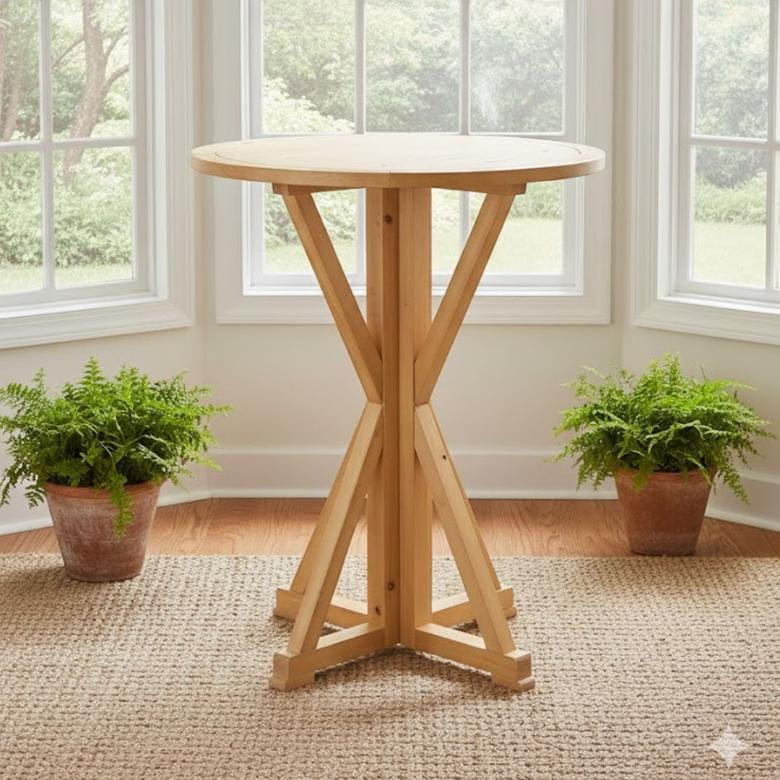 Chivari 36" (3 Foot) Natural Round Farm Cocktail Table TFARMCKTL36-NT-AX-T