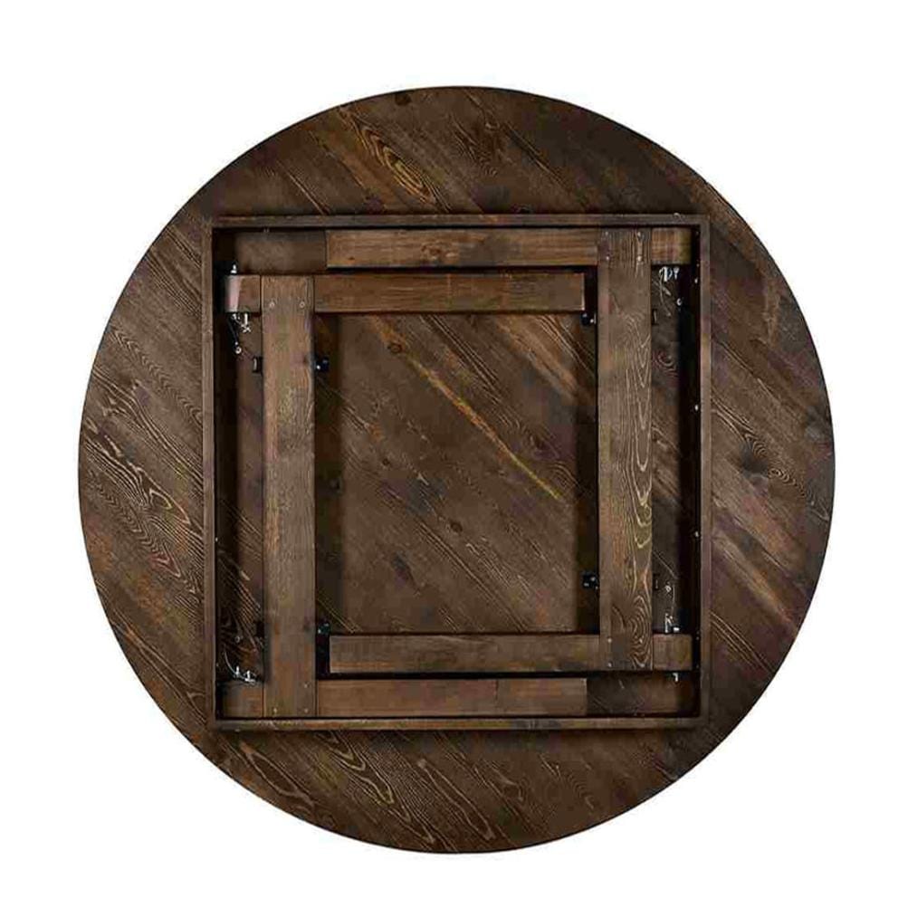 Chivari 60" (5 Foot) Fruitwood Round Farm Table TFARMRD60-FRTWD-S-LEG-AX-T