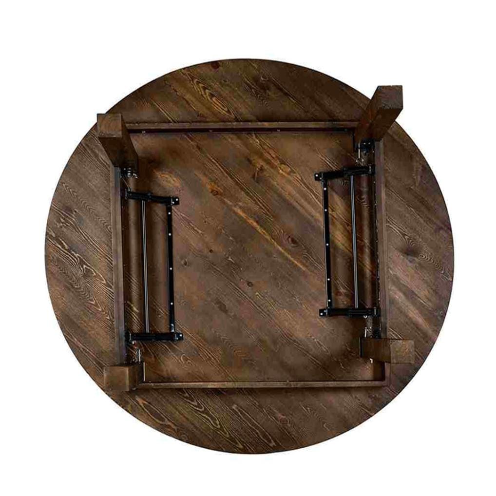 Chivari 60" (5 Foot) Fruitwood Round Farm Table TFARMRD60-FRTWD-S-LEG-AX-T