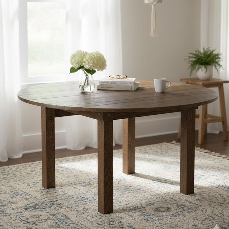 Chivari 60" (5 Foot) Fruitwood Round Farm Table TFARMRD60-FRTWD-S-LEG-AX-T