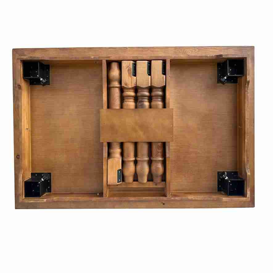 Chivari 60" x 40" (5 Foot) Chestnut Rectangle Fluted Leg Wood Farm Table TFARMRT6040-CHT-T-AX