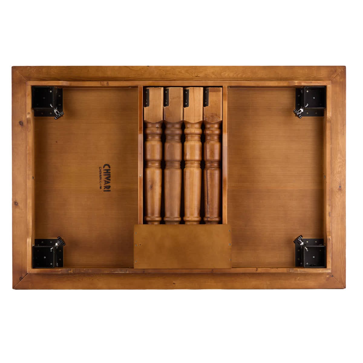 Chivari 60" x 40" (5 Foot) Chestnut Rectangle Fluted Leg Wood Farm Table TFARMRT6040-CHT-T-AX