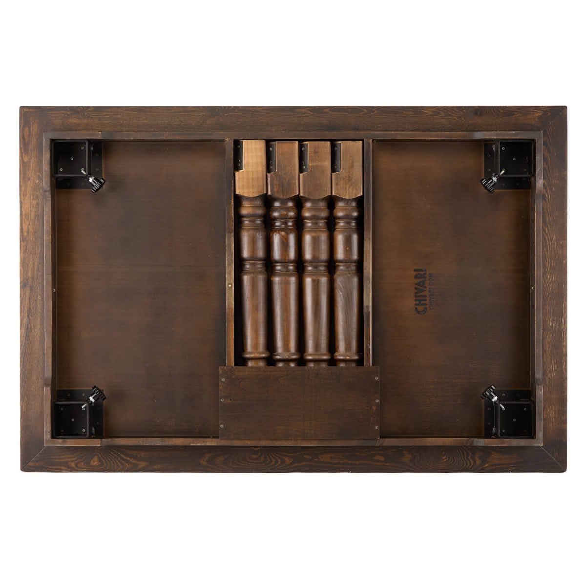 Chivari Capsule Bridge Serpentine Farm Table Kit - Seats 20 - Includes 4 Fruitwood Serpentine Tables and 2 Rectangle Tables TFARM-SNKT-FTW5