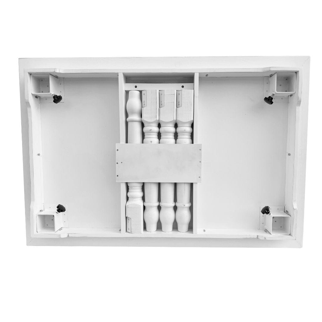 Chivari 60" x 40" (5 Foot) White Distressed Rectangle Fluted Leg Wood Farm Table TFARMRT6040-WD-T-AX