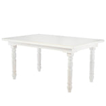 60" x 40" (5 Foot) White Distressed Rectangle Fluted Leg Wood Farm Table