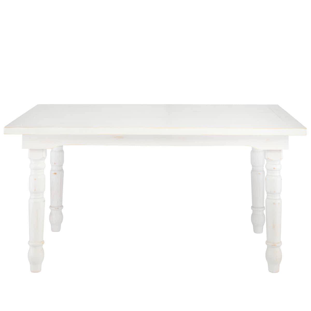 Chivari 60" x 40" (5 Foot) White Distressed Rectangle Fluted Leg Wood Farm Table TFARMRT6040-WD-T-AX