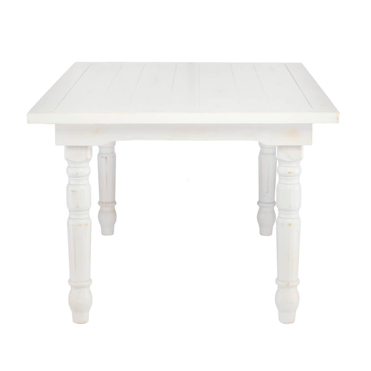 Chivari Elongated Serpentine Farm Table Kit - Seats 42 - Includes 4 White Distressed Serpentine Tables and 5 Rectangle Tables TFARM-SNKT-WD2