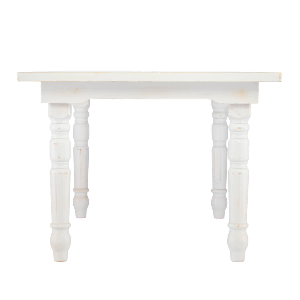 Chivari 60" x 40" (5 Foot) White Distressed Rectangle Fluted Leg Wood Farm Table TFARMRT6040-WD-T-AX