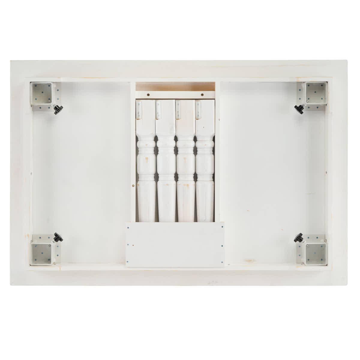 Chivari 60" x 40" (5 Foot) White Distressed Rectangle Fluted Leg Wood Farm Table TFARMRT6040-WD-T-AX