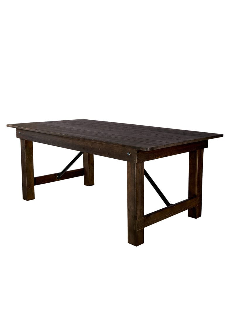 Chivari 72″ x 40″ (6 Foot ) Fruitwood Rectangle Straight Leg Wood Farm Table TFARMRT7240-FRTWOOD-S-LEG-AX-T