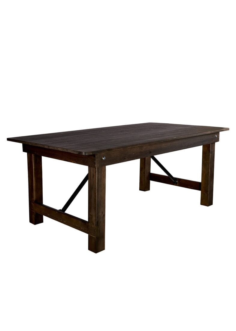 Chivari 72″ x 40″ (6 Foot ) Fruitwood Rectangle Straight Leg Wood Farm Table TFARMRT7240-FRTWOOD-S-LEG-AX-T