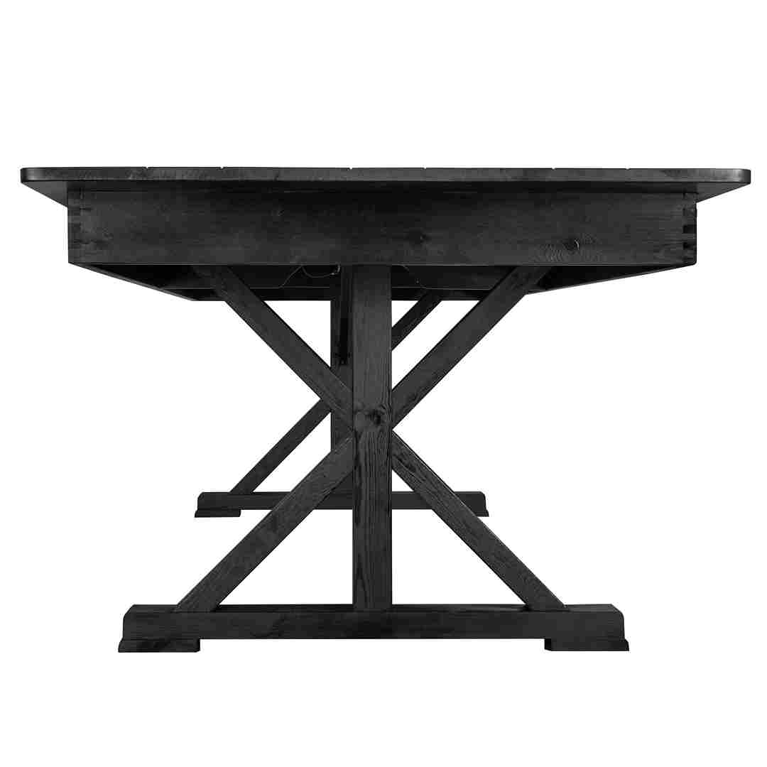 Chivari 96″ x 40″ (8 Foot) Black Rectangle X Leg Wood Farm Table TFARMRT9640-BLACK-X-LEG-AX-T