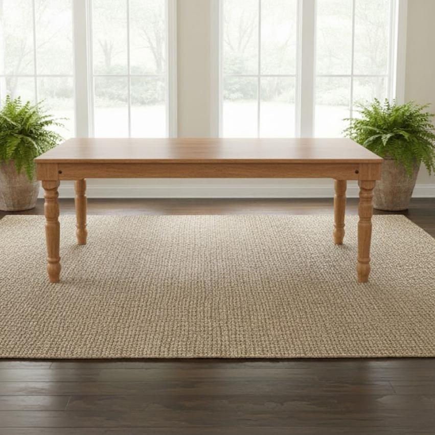 Chivari 96" x 40" (8 Foot) Chestnut Finish Rectangle Fluted Leg Wood Farm Table TFRMPLRT9640-CHT-FL-AX
