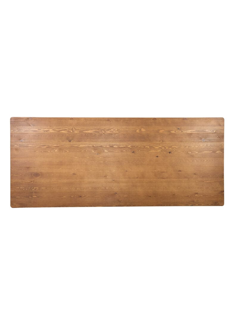Chivari Scratch and Dent Chestnut 96" x 40" (8 Foot) Rectangle Fluted Leg Wood Farm Table TFARMRT9640-CHESTNUT-T-LEG-AX-T-SD