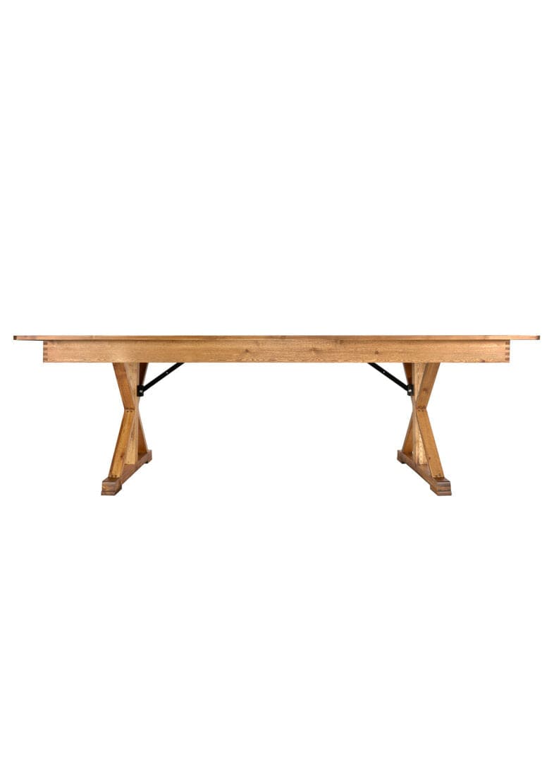 Chivari 96" x 40" (8 Foot) Chestnut Rectangle X Leg Wood Farm Table TFARMRT9640-CHESTNUT-X-LEG-AX-T