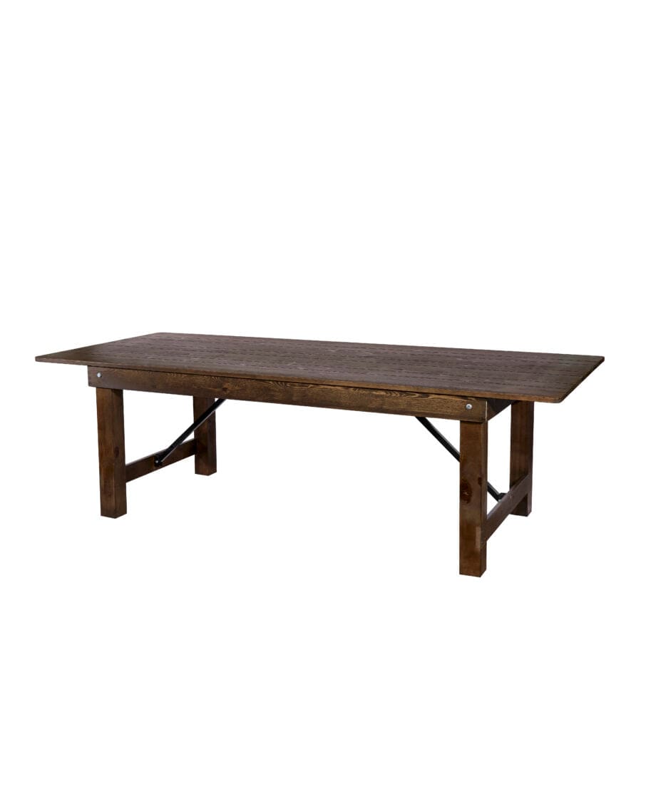 Chivari 96" x 40" (8 Foot) Fruitwood Rectangle Straight Leg Wood Farm Table TFARMRT9640-FRUITWOO-S-LEG-AX-T