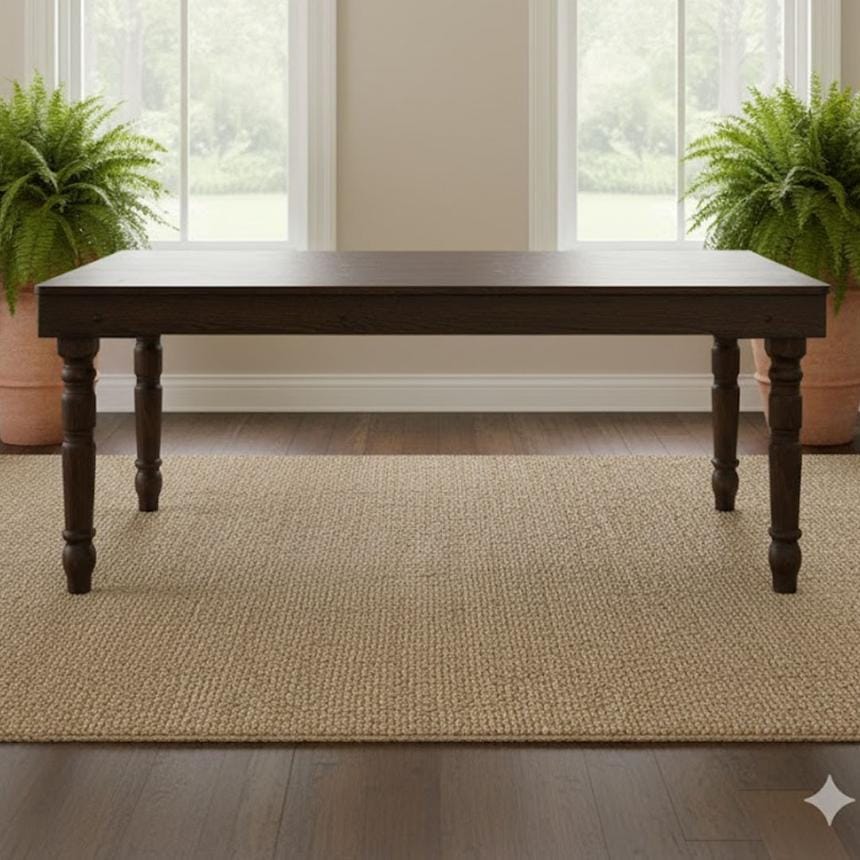 Chivari 96" x 40" (8 Foot) Fruitwood Rectangle Fluted Leg Wood Farm Table TFARMRT9640-FRUITWOOD-T-LEG-AX-T