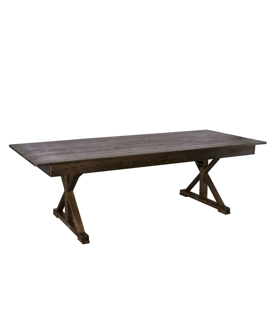 Chivari 96" x 40" (8 Foot) Fruitwood Rectangle X Leg Wood Farm Table TFARMRT9640-FRUITWOOD-X-LEG-AX-T