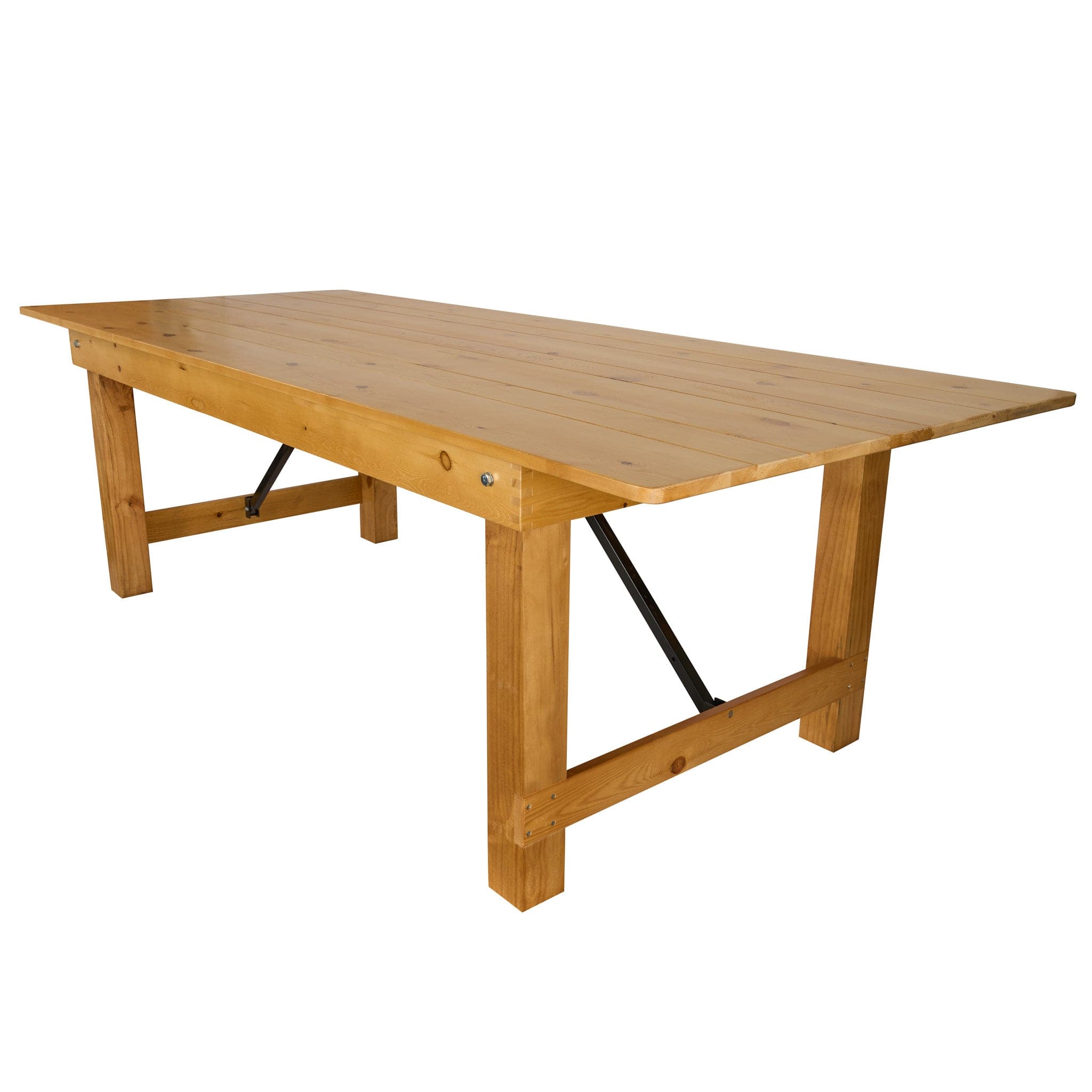 Chivari 96" x 40" (8 Foot) Natural Rectangle Straight Leg Wood Farm Table TFARMRT9640-NATURAL-S-LEG-AX-T