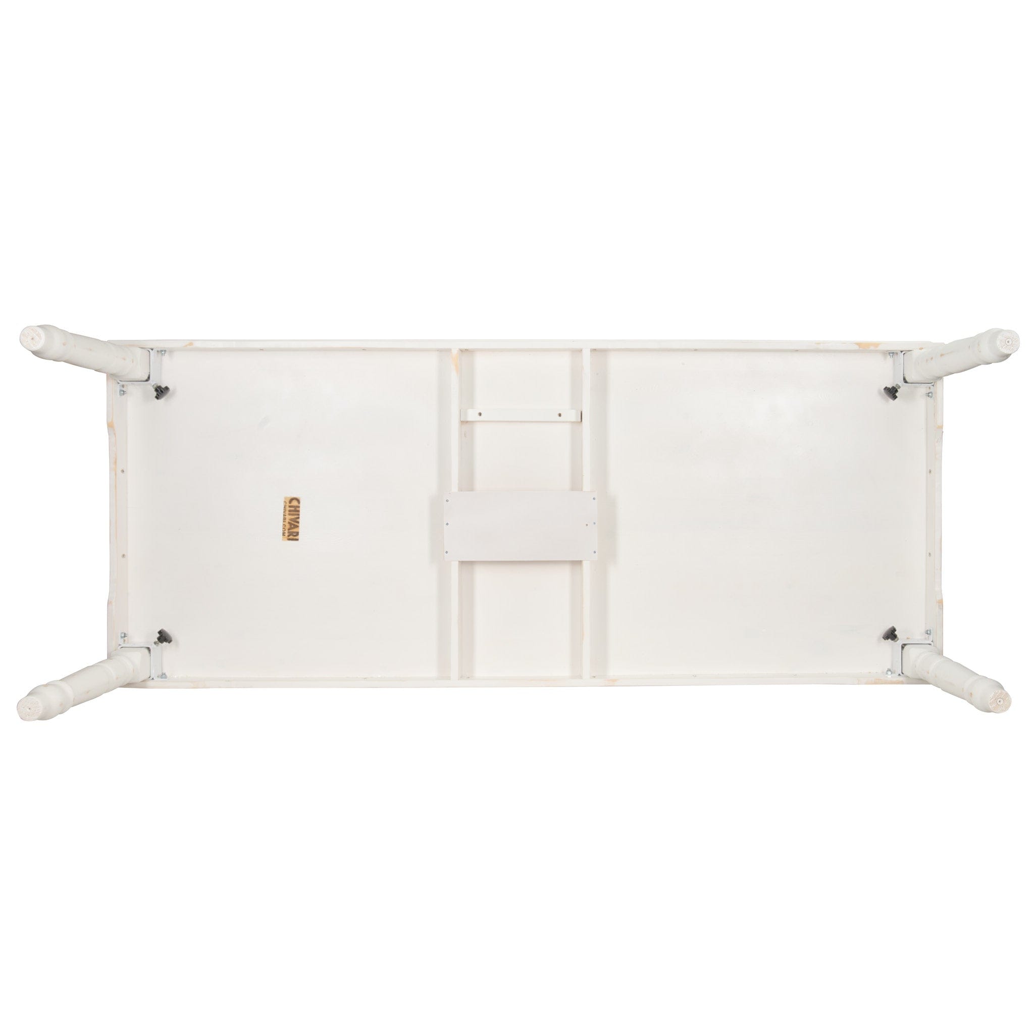 Chivari 96" x 40" (8 Foot) White Distressed Rectangle Thin Fluted Leg Wood Farm Table TFARMRT9640-WHITEDIS-T-LEG-AX-T