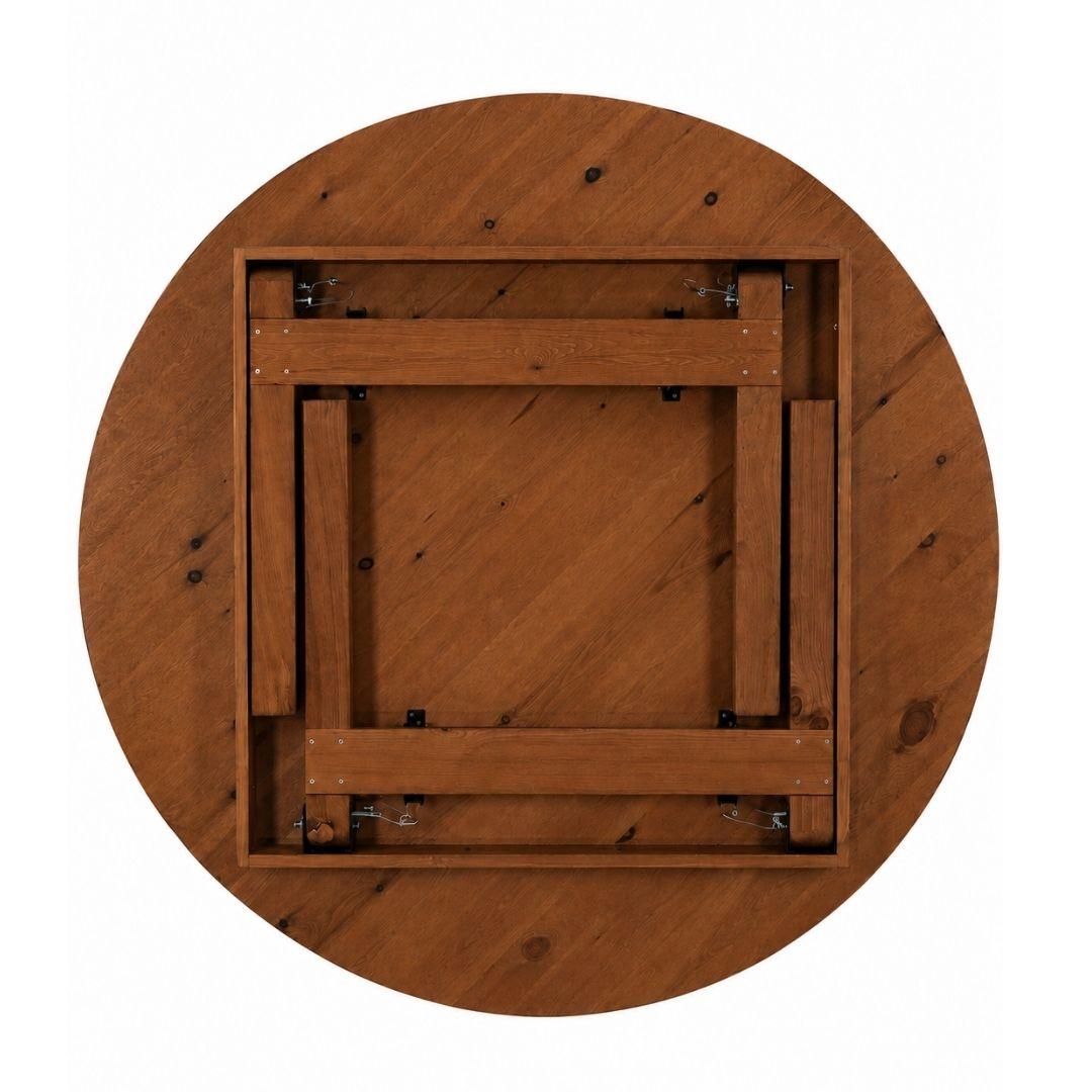 Chivari 60" (5 Foot) Chestnut Round Straight Leg Wood Farm Table TFRMPLRD60-CHT-ST-AX