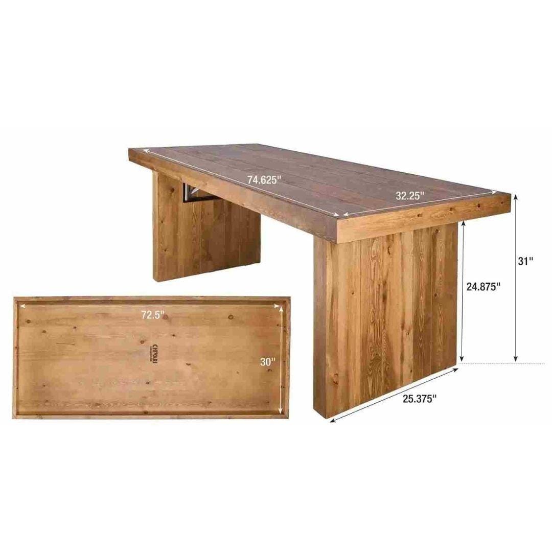 Chivari 72" x 30" (6 Foot ) Chestnut Rectangle Straight Leg Wood Farm Table TFRMPLRT7230-CHT-ST-AX