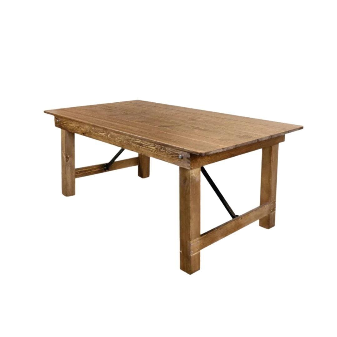 Chivari 72" x 40" (6 Foot ) Chestnut Rectangle Straight Leg Wood Farm Table TFRMPLRT7240-CHT-ST-AX