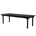 96" x 40" (8 Foot) Black Rectangle Fluted Leg Wood Farm Table