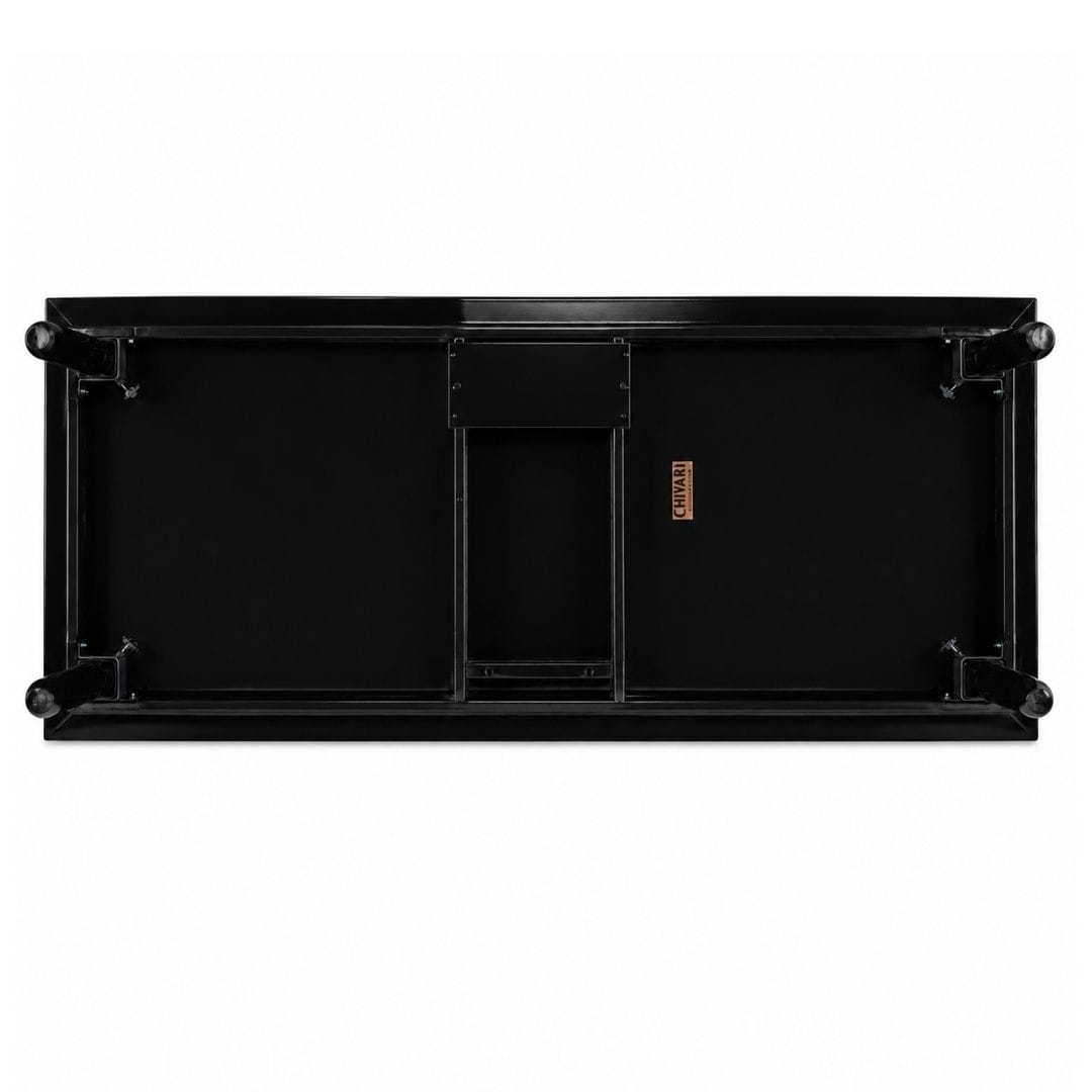 Chivari 96" x 40" (8 Foot) Black Rectangle Fluted Leg Wood Farm Table TFRMPLRT9640-BLK-FL-AX