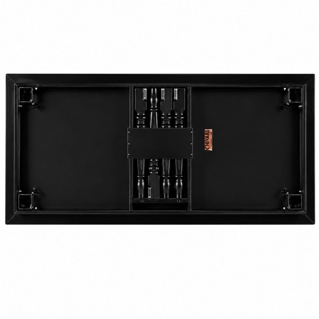 Chivari 96" x 40" (8 Foot) Black Rectangle Fluted Leg Wood Farm Table TFRMPLRT9640-BLK-FL-AX