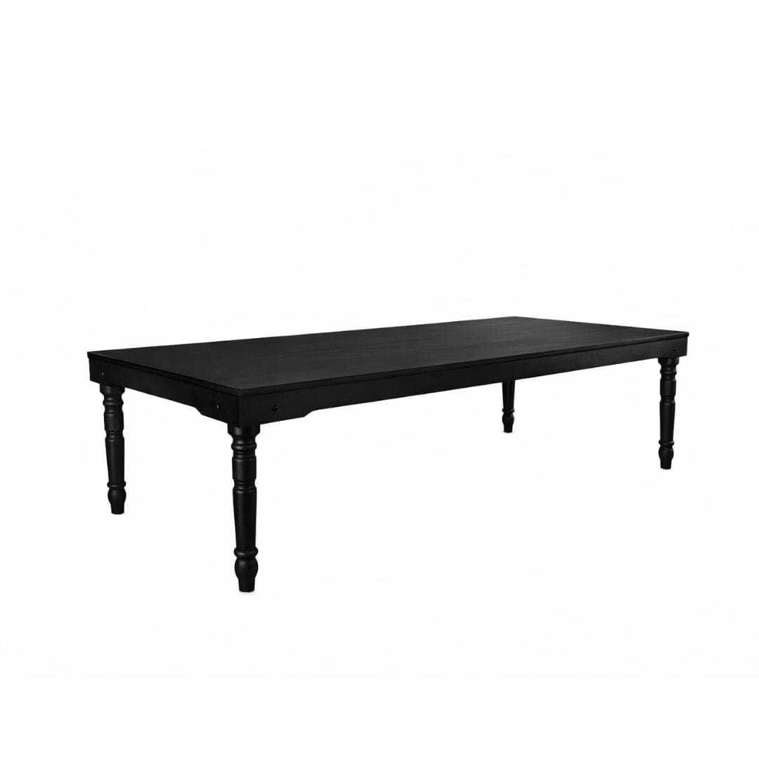 Chivari 96" x 40" (8 Foot) Black Rectangle Fluted Leg Wood Farm Table TFRMPLRT9640-BLK-FL-AX