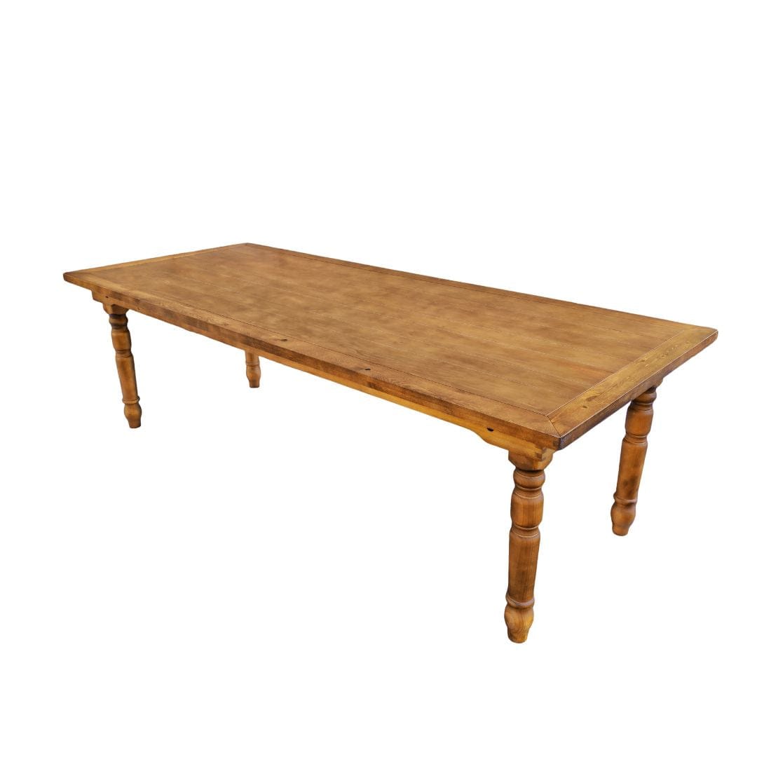 Chivari Chestnut 96" x 40" (8 Foot) Rectangle Fluted Leg Wood Farm Table TFRMPLRT9640-CHT-FL-AX
