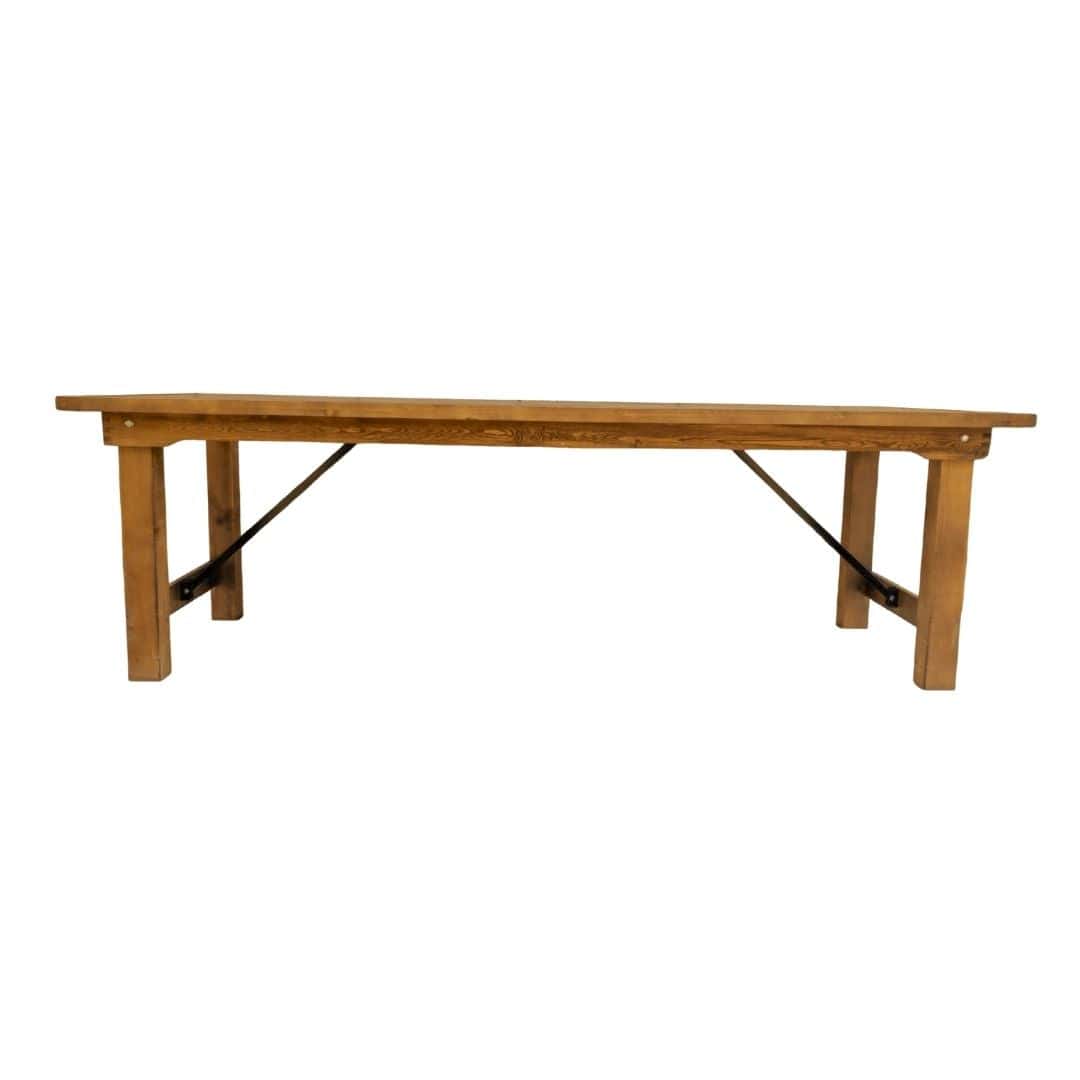Chivari Chestnut 96" x 40" (8 Foot) Rectangle Straight Leg Wood Farm Table TFRMPLRT9640-CHT-ST-AX