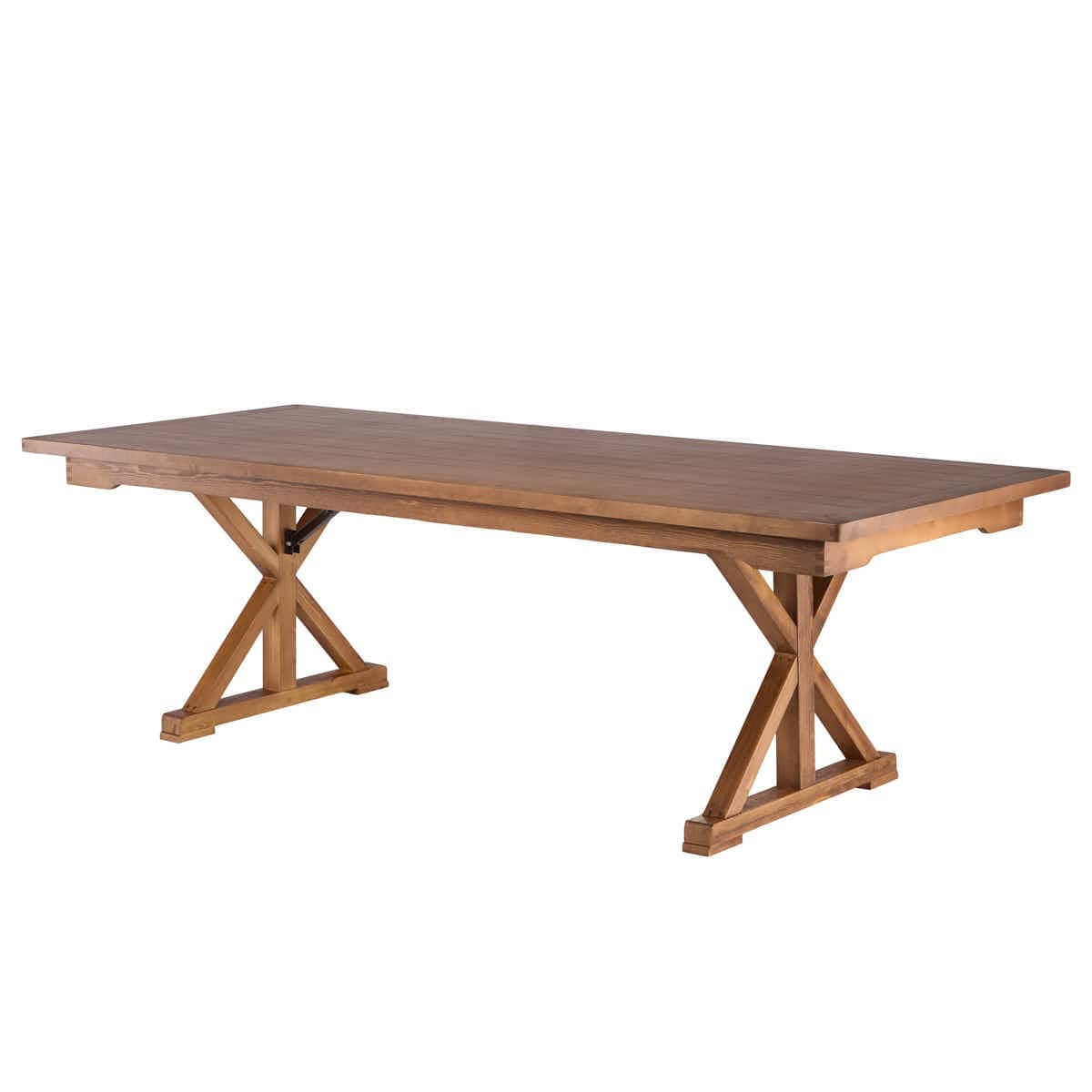 Chivari Chestnut 96" x 40" (8 Foot) Rectangle X Leg Wood Farm Table TFRMPLRT9640-CHT-XL-AX